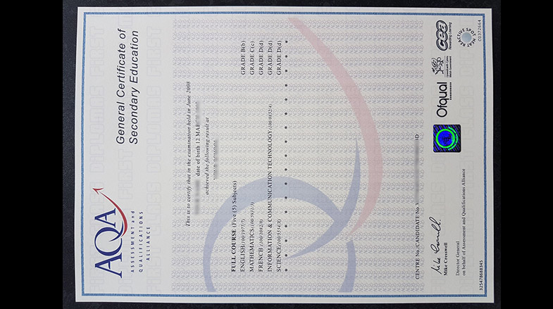 AQA GCSE fake Certificate