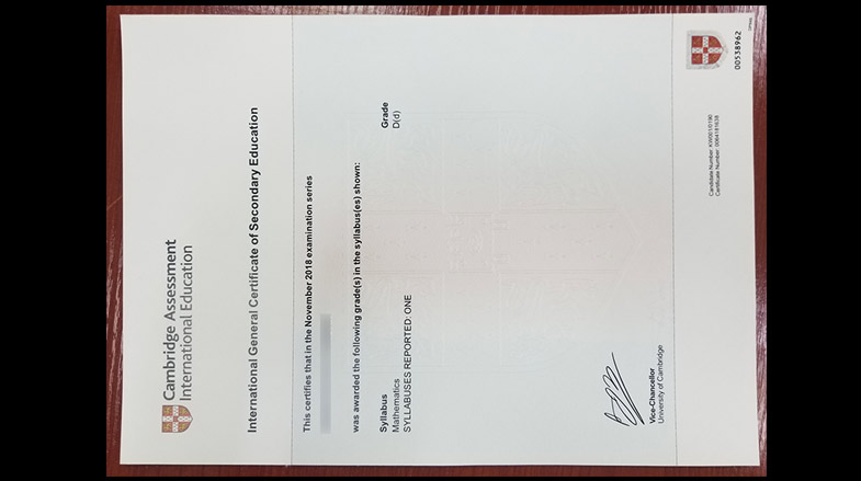 fake IGCSE certificate Sample