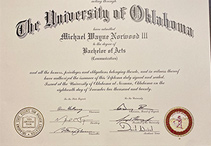 University of Oklahoma diploma certificate