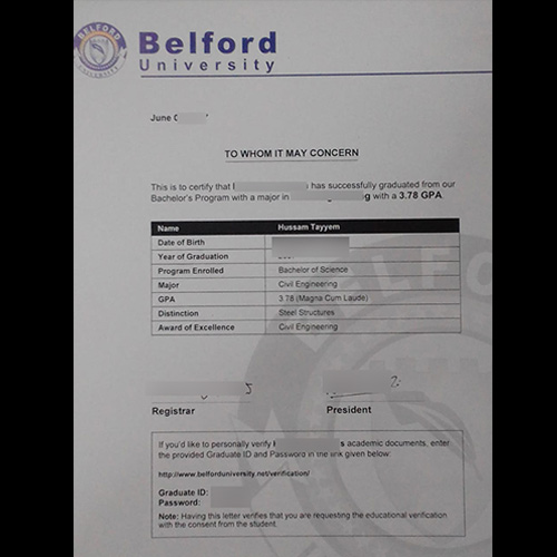 Buy Belford University fake Transcript Online